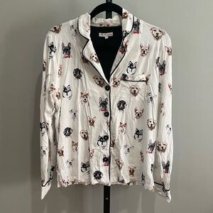 PJ Salvage Women's Pajama Dog Spring Soft Cotton Flannel Ivory Size Large